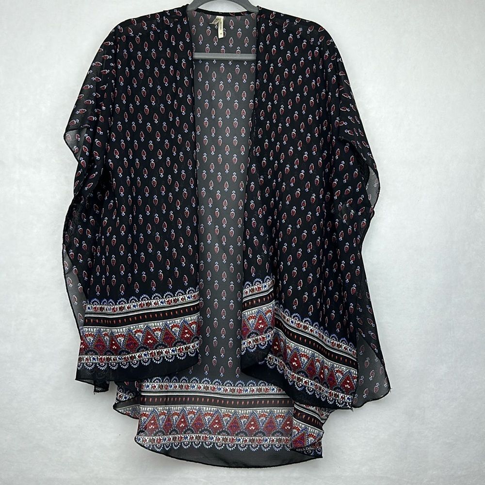 Women’s Paisley Print Boho Chiffon Cover Up/Kimono/Tunic/Cardigan Sz M